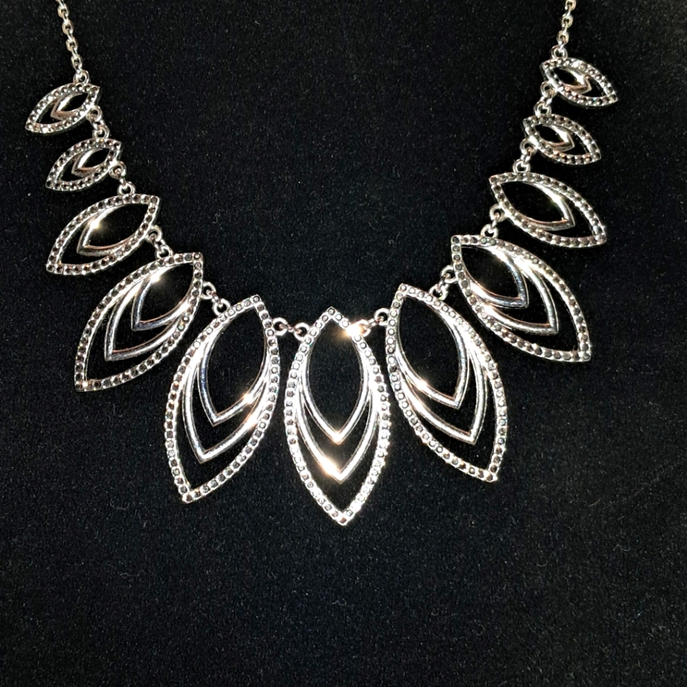 Navette Bib Statement Necklace, 18" + 3" extender